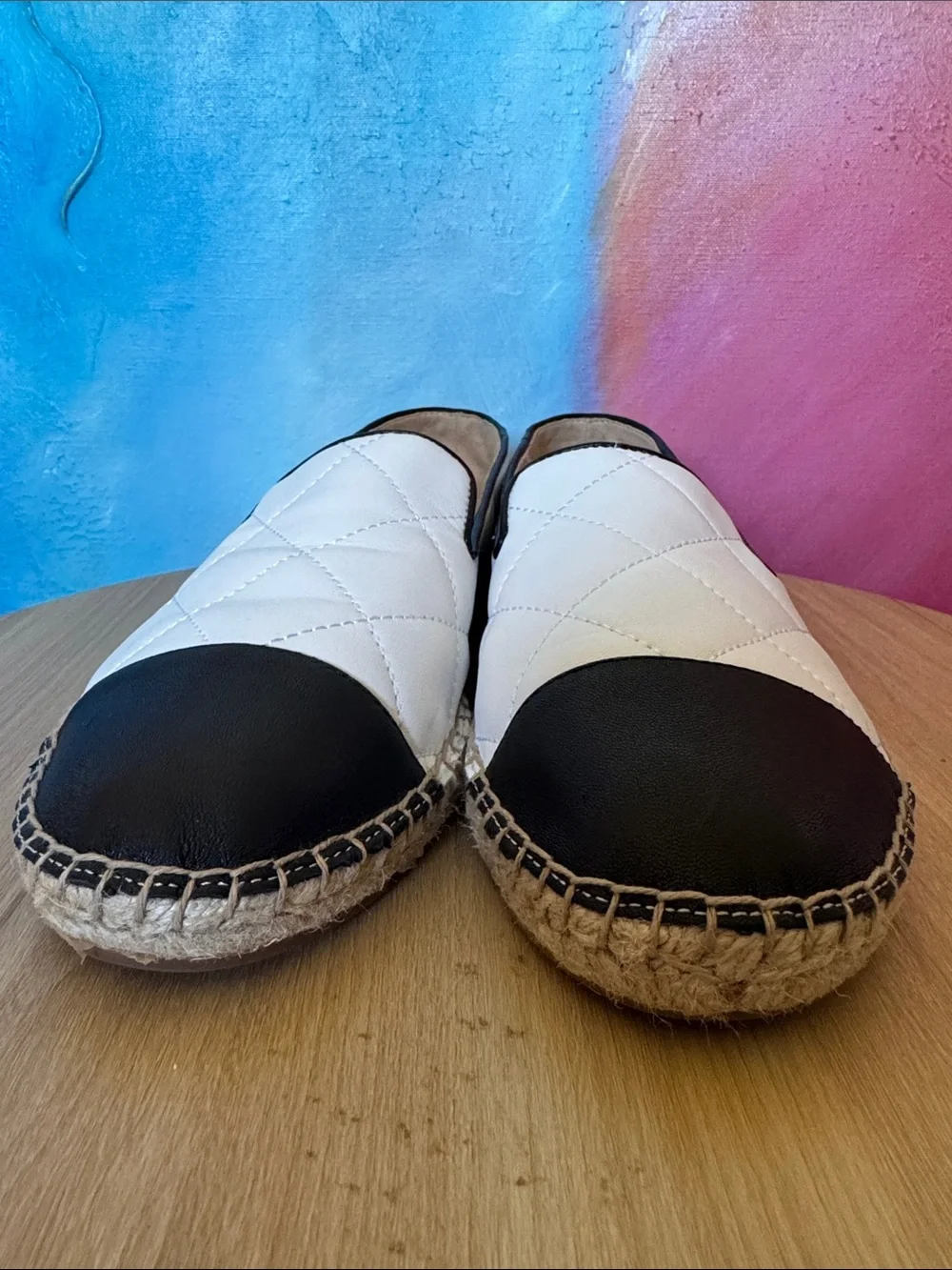 TALBOTS quilted cap-toe espadrille flats, the classic Chanel-style Size 8M NWOT